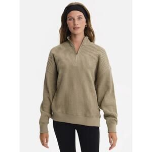 MATE the Label Organic Waffle Collared Half-Zip Sweatshirt Kelp Large Lounge